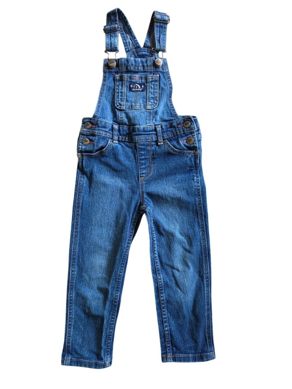 Jordache Toddler Girls Denim Overalls Size 3T Heart Buttons Logo GUC
